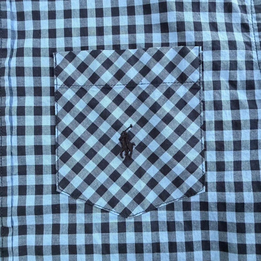 Ralph Lauren Blue Long Sleeve Button Down Shirt Boys XL 18-20 Gingham